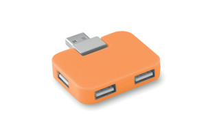 Hub USB 4 puertos Square naranja